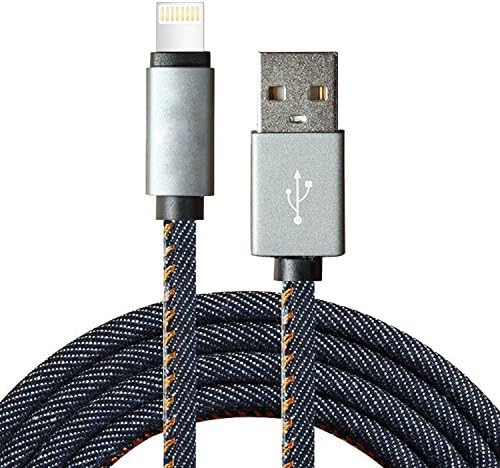 Awengu Denim fabric Premium Lightning to USB Cable with Originality Connector Head for iPhone, iPod and iPad (gray(6ft))