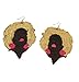 Fun Afro African woman with big earrings and pink lipstick sequin earrings. Very light. Detailed