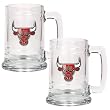 Chicago Bulls NBA 2pc 15oz Glass Tankard Set - Primary Logo by Great American Products