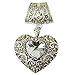 1set Jewelry Scarf Tube Buckle with Antique Rhinestone Heart Pendant Necklace Charm Scarf