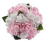 Ourwarm® ウェディングブーケ ブライダルフラワー 約23ｘ26cm 結婚式やパーティー用 (Pink)