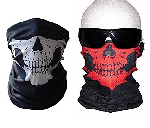 Skull Mask Bandana Headwear Scary Dust-Proof Windproof Pack of 2 Styles