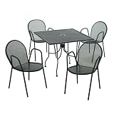 Bistro Five Piece Outdoor Dining Set Black Paint