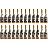 Ocelot Banana Plugs, 24k Gold Plated Connectors, Open Screw Type, 12 Pair