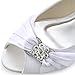 ELEGANTPARK Women Peep Toe Pumps Rhinestones Mid Heel Wedges Satin Wedding Bridal Shoes