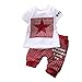 Canis Baby Boy Kid 2 Piece Star Sportswear Clothes T-Shirt Top Short Pants Outfit Set (L/2Y,Dark red)