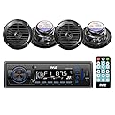 Pyle PLMRKT14BK Stereo Radio Headunit Receiver &amp; Speaker Kit, Aux (3.5mm) MP3 Input, USB Flash &amp; SD Card Readers, Remote Control, Includes (4) Waterproof 6.5'' Speakers, Single DIN (Black)