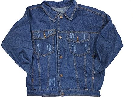 Senderwish Juniors Basic Relaxed Ripped Oversize Denim Jean Jacket Blue
