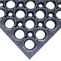 Rubber-Cal 7/8" Dura-Chef Natural Rubber Anti-Fatigue Kitchen Drainage Mat - Black in color - 7/8" x 38.5" x 58.5"