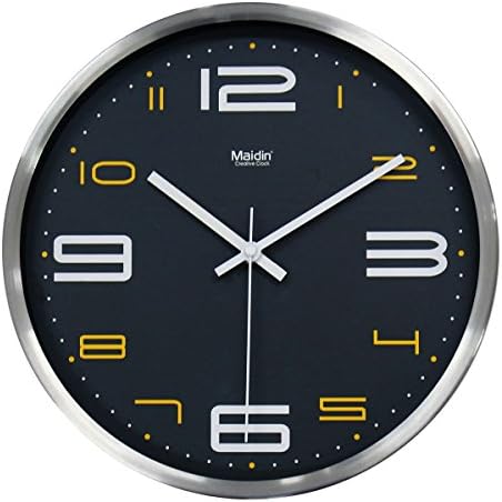 Maidin 12" Modern Non Ticking Silent Wall Clock - Yellow/White Numerals