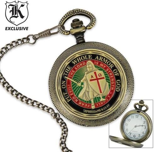 Armor of God Fear No Evil Pocket Watch with Chain, Version 2