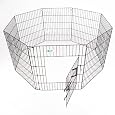 24H" x 24" 8 Panel GoGo Black Epoxy Exercise Pen w/ Door