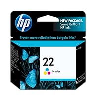 HP 22 C9352AN#140 Tri-Color Ink Cartridge in Retail Packaging