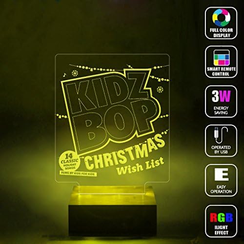 AmberLED Kidz Bop Kids Christmas Wish List Handmade Mood Light 3D Optical Illusion LED Lamp RGB Full Color 44 Key Night Light Desk Table Lighting Toys