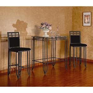 3 Pc Matrix Sandy Black Metal Bar Set (Table and 2 Stools) by 