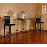 3 Pc Matrix Sandy Black Metal Bar Set , Table & 2 Stools