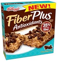 Kellogg's FiberPlus Bars, Chocolate Chip, 5-Count Bars (Pack of 12)