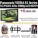 Brand New Panasonic VIERA S1 Series TC-P42S1 42-Inch 1080p Plasma HDTV With Panasonic Blu-Ray Bundle Includes + Panasonic DMP-BD60 BlueRay DVD Player + Super Flat Tilting Wall Mount + 2 Pack Of HDMI Cables + LCD Screen Cleaner + Free Ship