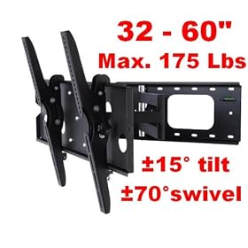 Antra Mounts ATM-E15B 32"-60" LCD TV Wall Mount Bracket with Full Motion Swing Out Tilt & Swivel Articulating Arm for Flat Screen Flat Panel LED TV and Monitor Display