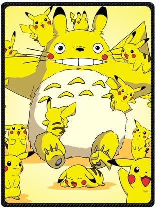 Cute Pikachu and Totoro Custom Design Woolen Blanket Fleece Blanket Indoor and Outdoor Blanket Travel Blankets 58x80 Inches (Large)