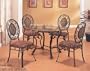 Dining Table with Glass Top Antique Brown Finish