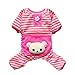 Petparty® Cute Bear Comfy Dog Pajams Dog Shirt Stripes Dog Jumpsuit Pet Dog Clothes (Pink, XS)