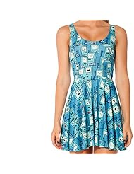 General Print Above the Knee Scoop Neck Skater Dress/Mini Dress 