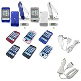 Apple iPhone Premium Snap-On Crystal Case with Removable Belt Clip and Flip-Up Touch Screen Shield - Bundled with 12v Rapid Premium Car Charger and Home Travel Wall AC Adapter Charger - 22 Color Choices (Compatible with 1st Generation ONLY)