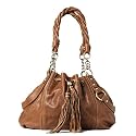 BOVARI Brown Lamb XL Drawstring Bag Handbag