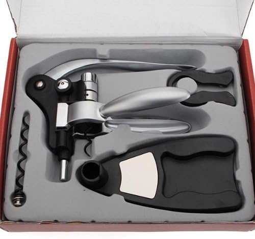 econoLED Rabbit Puller Red Wine Bottle Cork Opener Tool Corkscrew Collar Pourer Gift Set