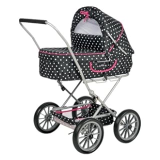 BRIO 90121 BRIO Doll Pram Gull Black with Dots