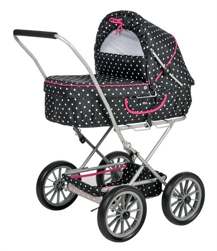 Imagen 4 de Brio 24890121 - Cochecito para muñecas plegable con cuco extraíble en color negro (71cm x 43cm x 47cm)