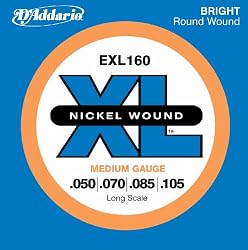 D'Addario EXL160 Nickel Wound Bass Guitar Strings, Medium, 50-105, Long Scale