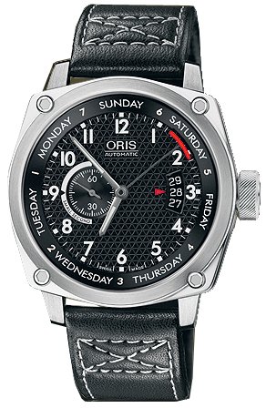 Oris Men's 4154LS BC4 Black Dial Leather Strap Watch