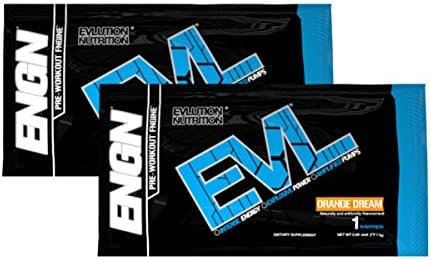 Evolution Nutrition, ENGN Pre-Workout Powder, Sample Pack - Preworkout Engine Supplement: 2 Packets (Orange Dream)