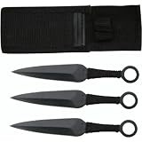 Set 3 Ninja Stealth Black Throwing Knives with  nylon case