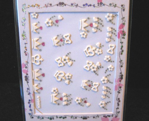 White Series 3D Nail Art Gem Sticker/Decoration Sheet – Princess Crown