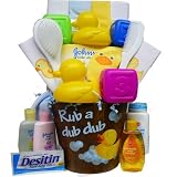 Rub a Dub Dub It's Time For Tub Baby Gift Basket for Boys or Girls