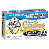 Season No Salt Added Sardines in Water, 4.375 Ounce (Pack of 12)