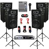 Crown XLS2500 Amp, 4 Three Way 12 Speakers, Mixer, Mic, Stands and Cables DJ Set New CROWN1200CSET10