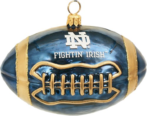 Notre Dame Fighting Irish Football Blown Glass Ornament