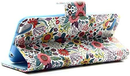 iPod Touch 5/6 Case,Luxury Elegant Printing Drawing Design Pattern PU Leather Magnetic Flip Wallet Case Credit Card Slot for Apple iPod Touch 5/6 - Colorful Flowers Pattern