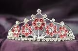 Beautiful Bridal Wedding Flower Tiara Crown with Pink Crystal Party Accessories DH15764