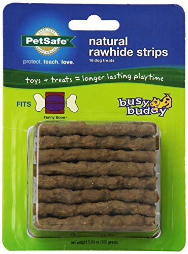 PetSafe Busy Buddy Refill Strip Dog Treats for select Busy Buddy Dog Toys, Natural Rawhide, Medium/Large