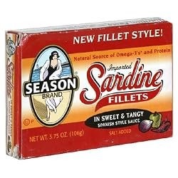 Season Sardine Fillets in Sweet & Tangy Sauce, 3.75-Ounce Tins (Pack of 6)