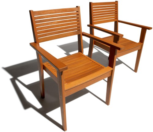 Strathwood Sheffield Dining Stackable Hardwood Armchair, Set of 2 [Amazon Frustration-Free Packaging]