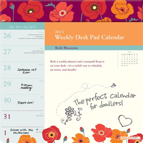 2012 Bold Blossoms Weekly Desk Pad #13001