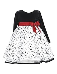 Toddler Cotton/Polyester/Tulle Geometric Print Glittering     Dress With a Bow(s) and Rhinestones and Ruffles