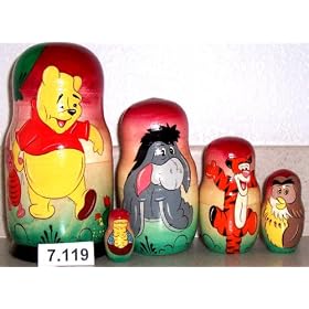 Russian Nesting Doll Winnie Winny Pooh Honey Bear 5 Pc 7 in #7.119 by