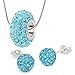 Pave Bead Jewelry Set Necklace and 8mm Disco Ball Stud Earrings Comes with Gift Box